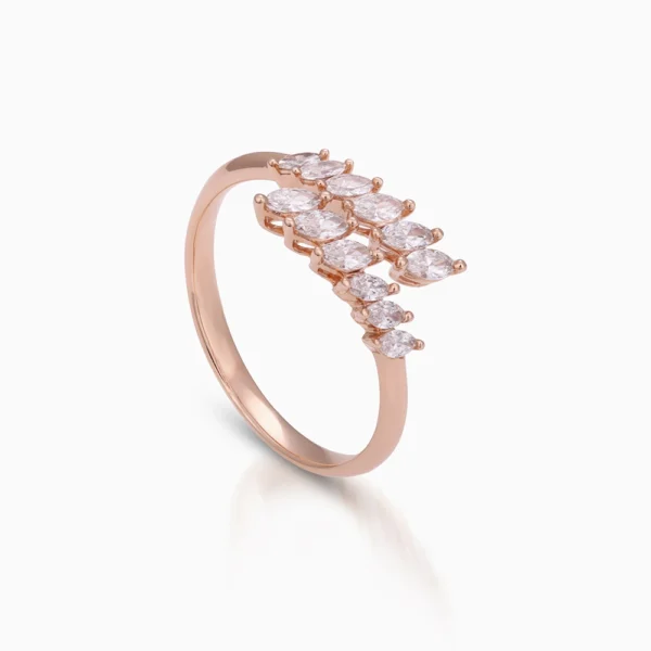 Diamond Leaf Ring in Rose Gold