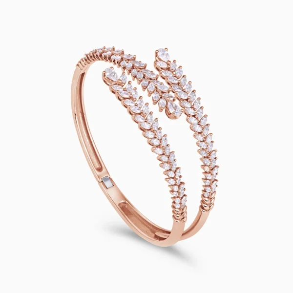 Leaf Open Bangle Rose Gold