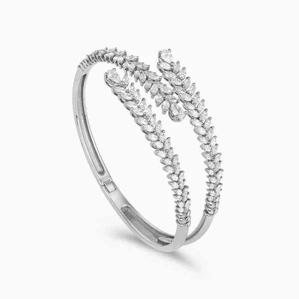 Leaf Open Bangle in white gold